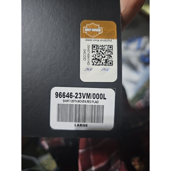 New Harley Davidson 120th Anniversary Plaid Button Shirt Red Men’s Size LARGE - Picture 8 of 8